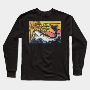 magical as fuck narwhal swearing fun stencil graffiti Long Sleeve T-Shirt